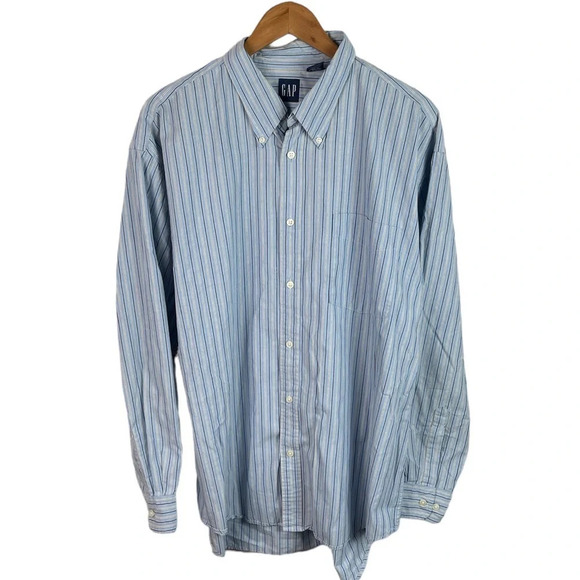 BF1155 Vintage Mens GAP Clothing Brand Striped Button Down Shirt XL - Picture 1 of 4